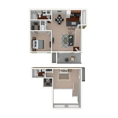 Floor plan for 2 beds, 2 baths, 920 sqft